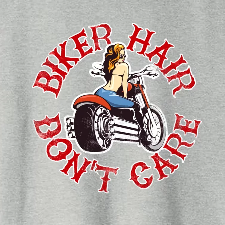 Biker Hair Don't Care Funny Ladies Motorcycle Gift Women's Crop Top Tee