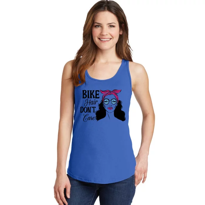 Biker Hair Don't Care Gift For Bike Lovers Messy Bun Gift Ladies Essential Tank