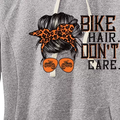 Biker Hair Don't Care Gift For Bike Lovers Messy Bun Gift Women's Fleece Hoodie