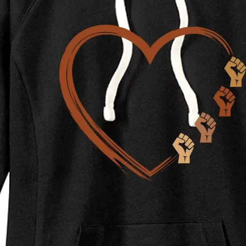 Black History Diversity Heart Women's Fleece Hoodie