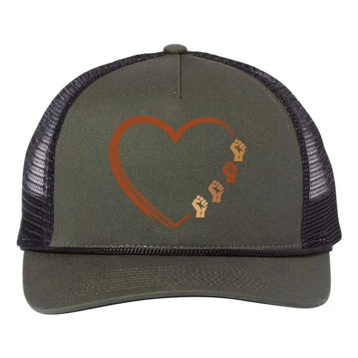 Black History Diversity Heart Retro Rope Trucker Hat Cap