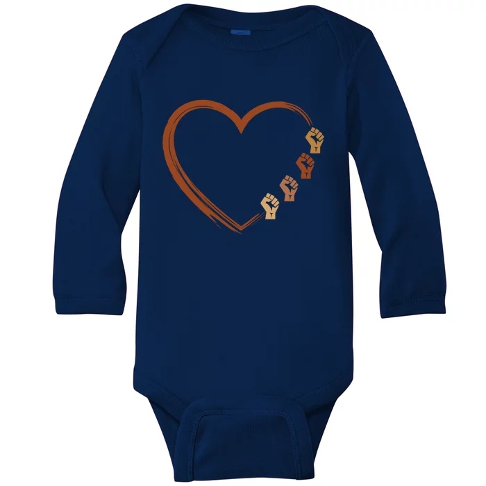 Black History Diversity Heart Baby Long Sleeve Bodysuit