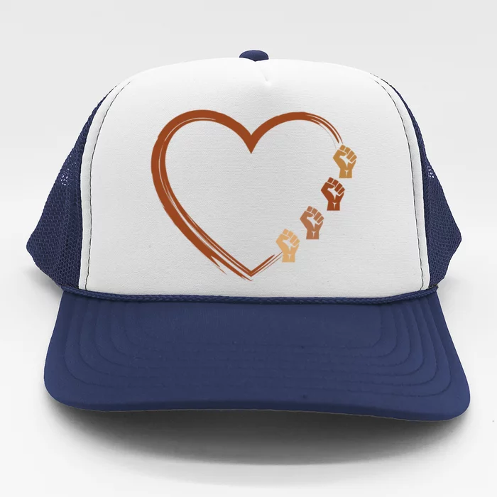 Black History Diversity Heart Trucker Hat