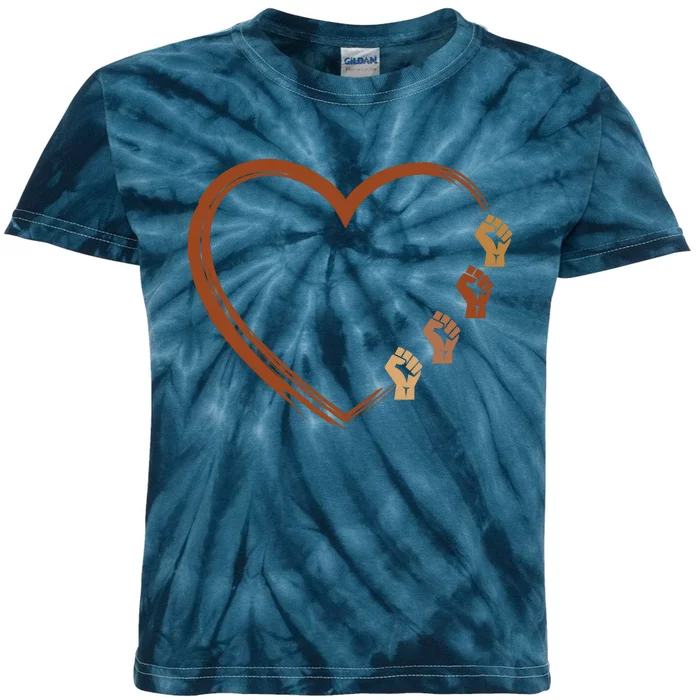 Black History Diversity Heart Kids Tie-Dye T-Shirt