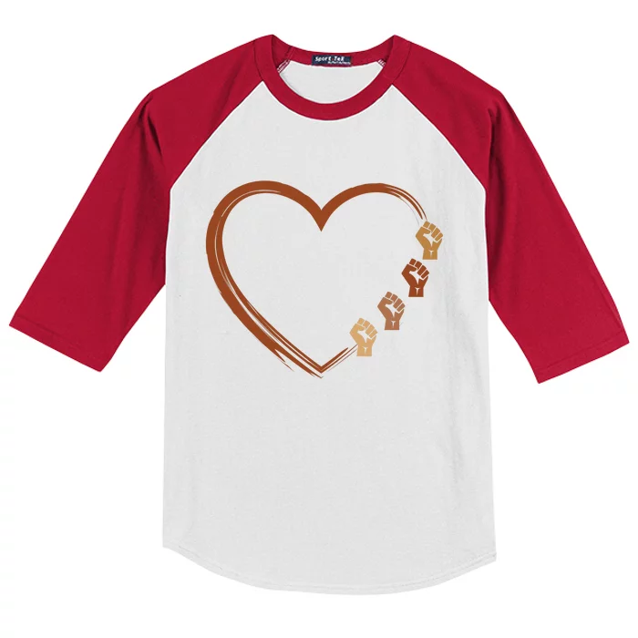 Black History Diversity Heart Kids Colorblock Raglan Jersey