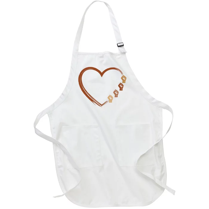 Black History Diversity Heart Full-Length Apron With Pocket