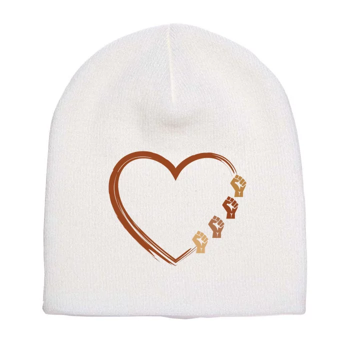 Black History Diversity Heart Short Acrylic Beanie