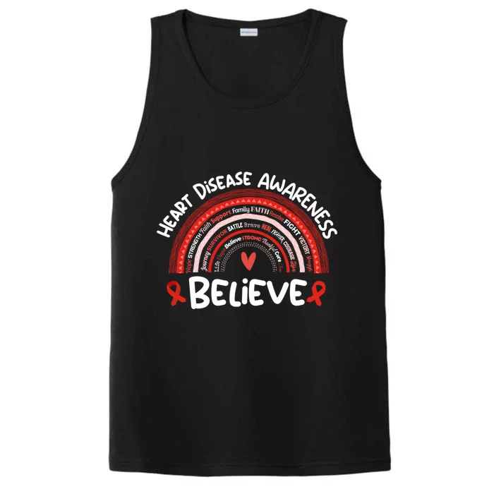 Believe Heart Disease Awareness Month Gift Heart Disease Gift Performance Tank