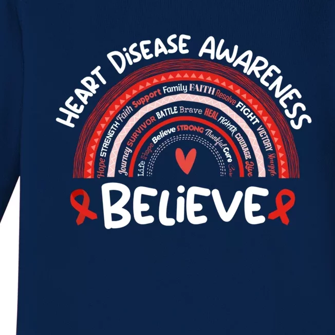 Believe Heart Disease Awareness Month Gift Heart Disease Gift Baby Long Sleeve Bodysuit