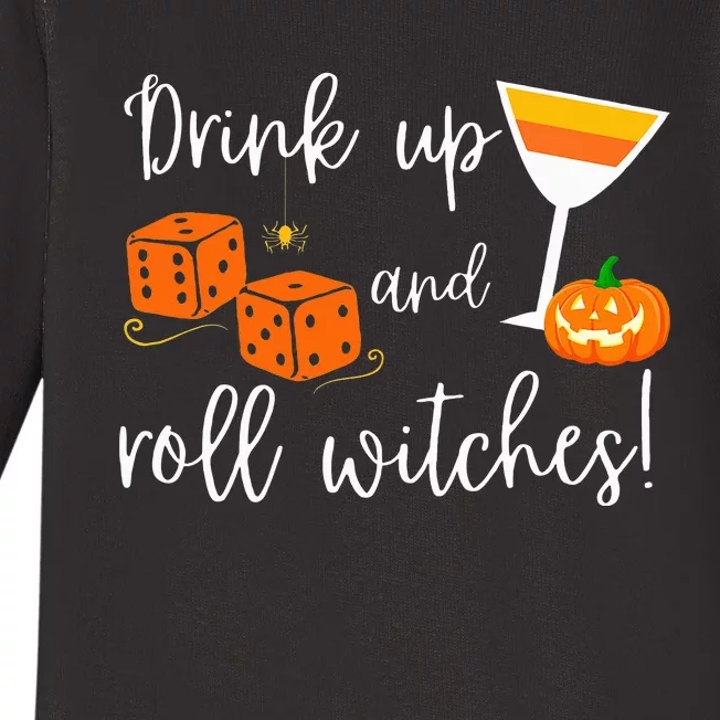 Bunco Halloween Drink Up and Roll Witches Baby Long Sleeve Bodysuit