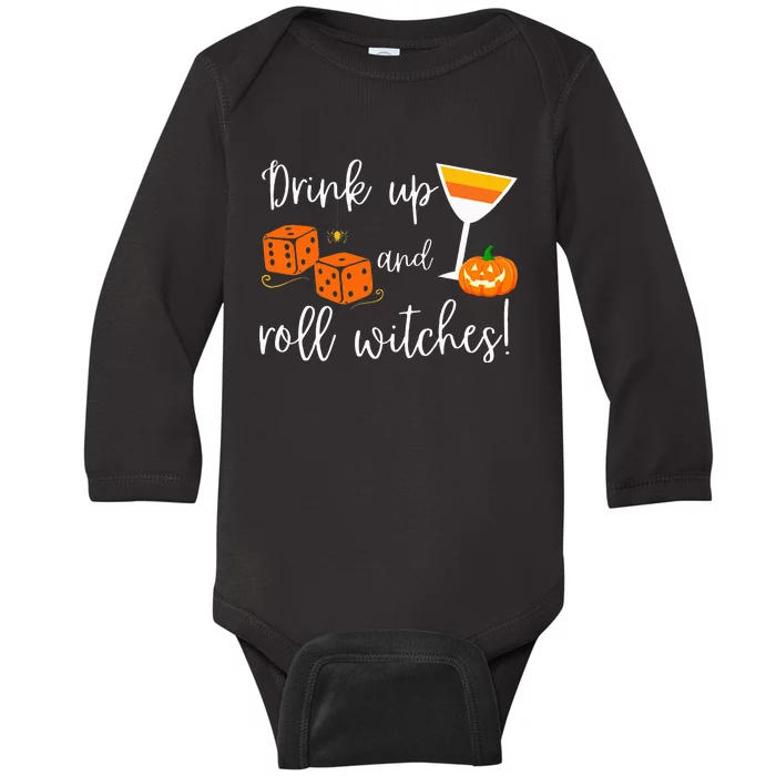 Bunco Halloween Drink Up and Roll Witches Baby Long Sleeve Bodysuit