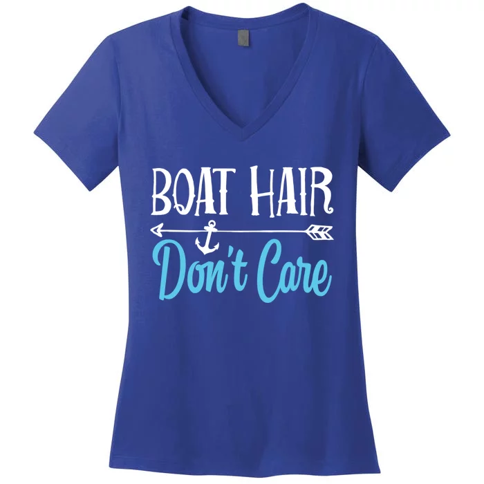 Boat Hair Don't Care Meaningful Gift Boating Sailing Lake Fishing Men Women's V-Neck T-Shirt