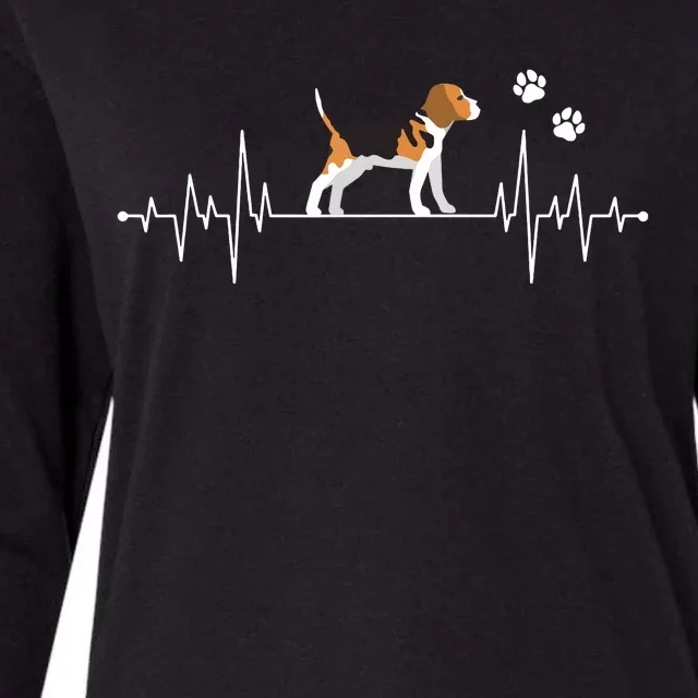 Beagle Heartbeat Dog Lover Funny Womens Cotton Relaxed Long Sleeve T-Shirt