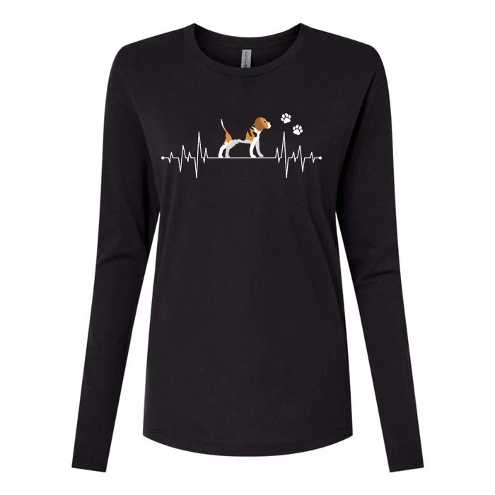 Beagle Heartbeat Dog Lover Funny Womens Cotton Relaxed Long Sleeve T-Shirt