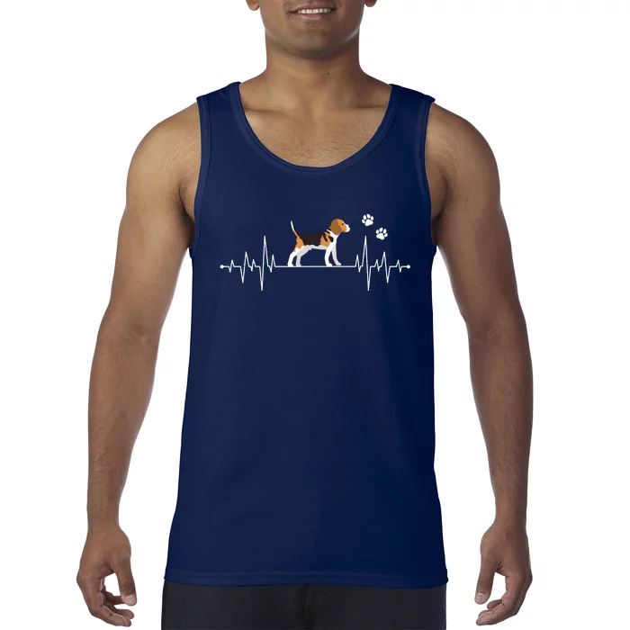 Beagle Heartbeat Dog Lover Funny Tank Top