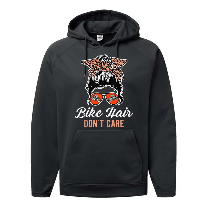 Bike Hair Don't Care Motorcycle Rider Biker Performance Fleece Hoodie