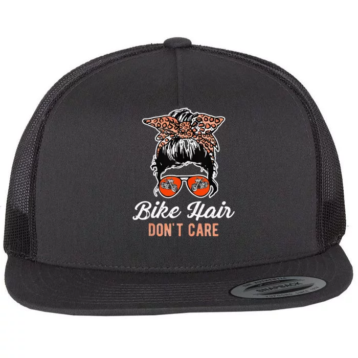 Bike Hair Don't Care Motorcycle Rider Biker Flat Bill Trucker Hat