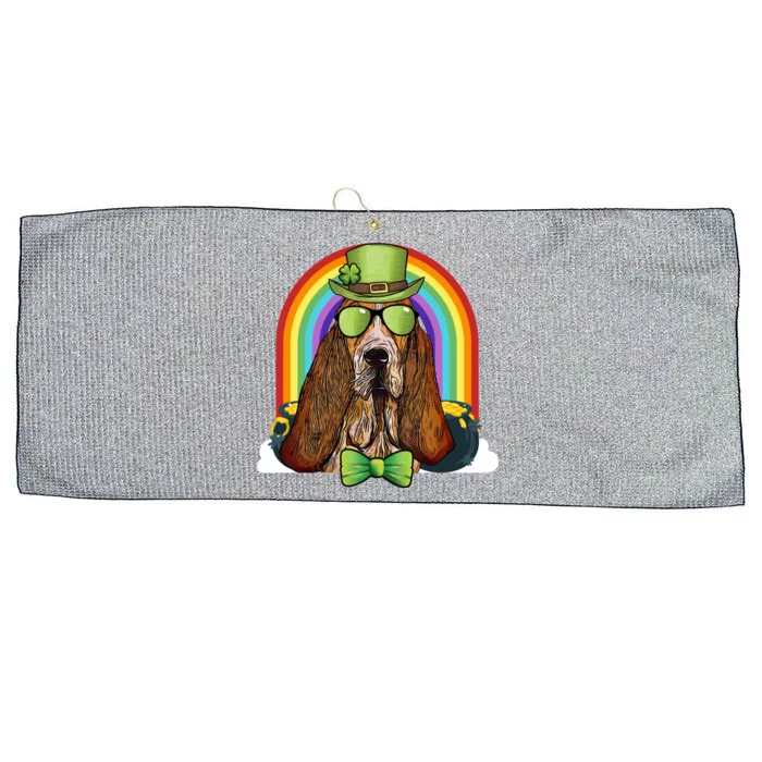 Basset Hound Dog Leprechaun Funny St Patricks Day Gift Large Microfiber Waffle Golf Towel