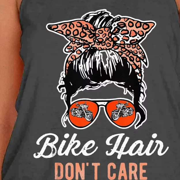 Bike Hair Dont Care Motorcycle Rider Biker Women's Knotted Racerback Tank