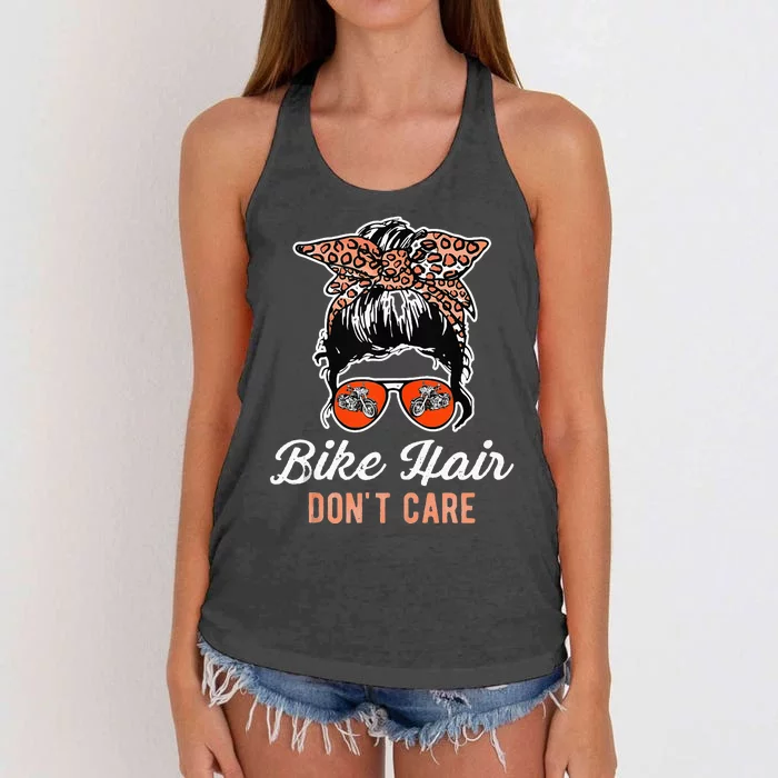 Bike Hair Dont Care Motorcycle Rider Biker Women's Knotted Racerback Tank