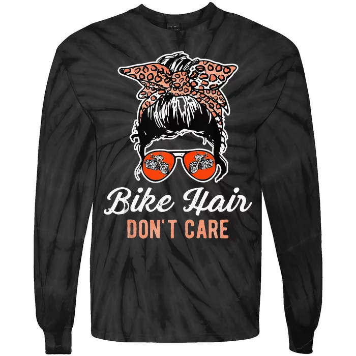 Bike Hair Dont Care Motorcycle Rider Biker Tie-Dye Long Sleeve Shirt