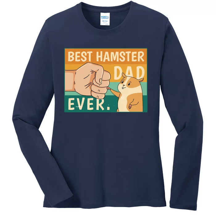 Best Hamster Dad Ever Retro Ladies Long Sleeve Shirt