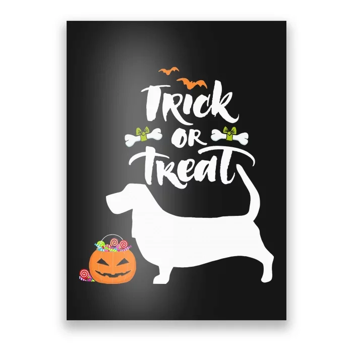 Basset Hound Dog Halloween Costume Trick or Treat Fun Poster