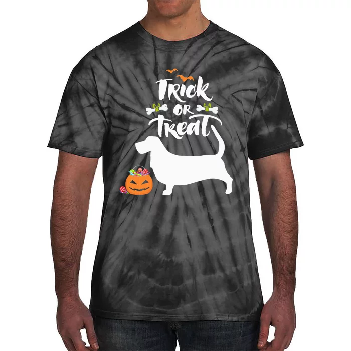 Basset Hound Dog Halloween Costume Trick or Treat Fun Tie-Dye T-Shirt