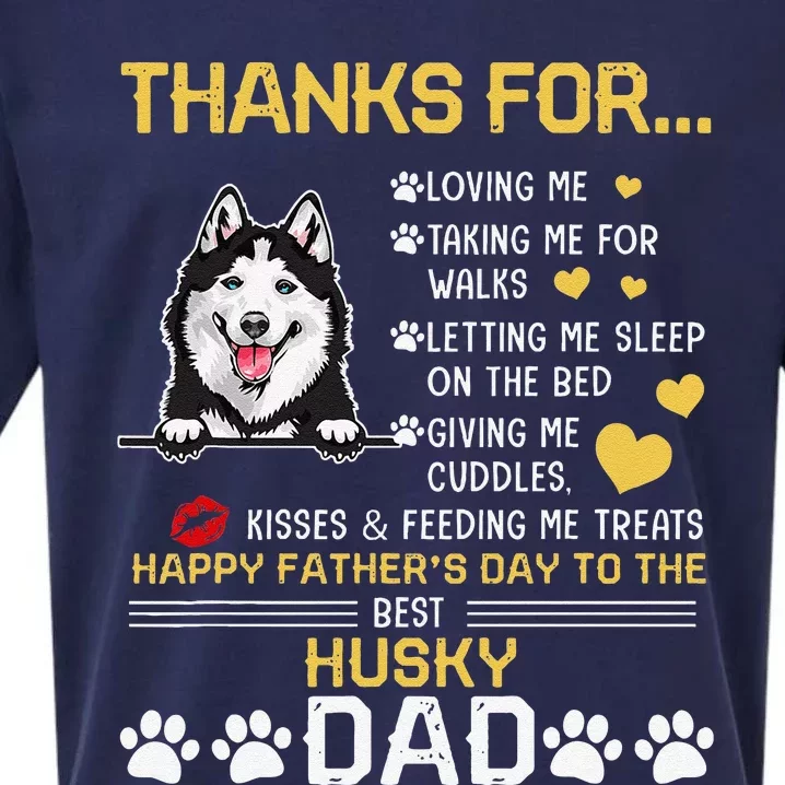 Best Husky Dog Dad Lover Happy Fathers Day Sueded Cloud Jersey T-Shirt