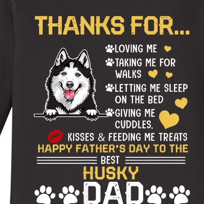 Best Husky Dog Dad Lover Happy FatherS Day Baby Long Sleeve Bodysuit