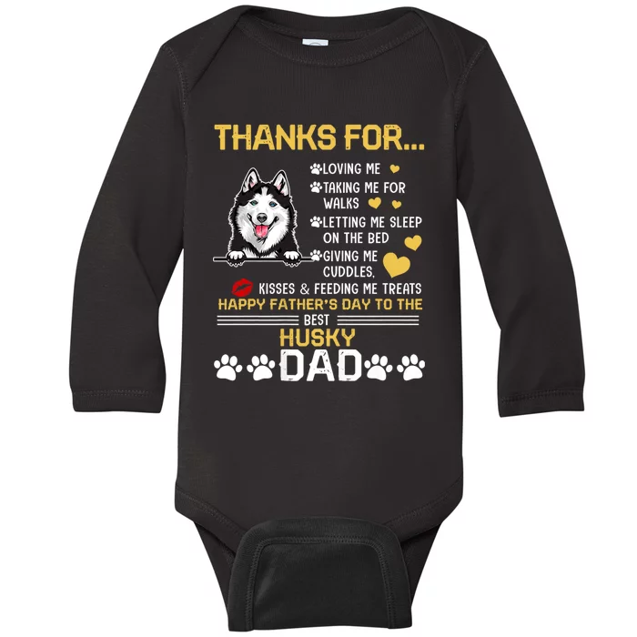 Best Husky Dog Dad Lover Happy FatherS Day Baby Long Sleeve Bodysuit