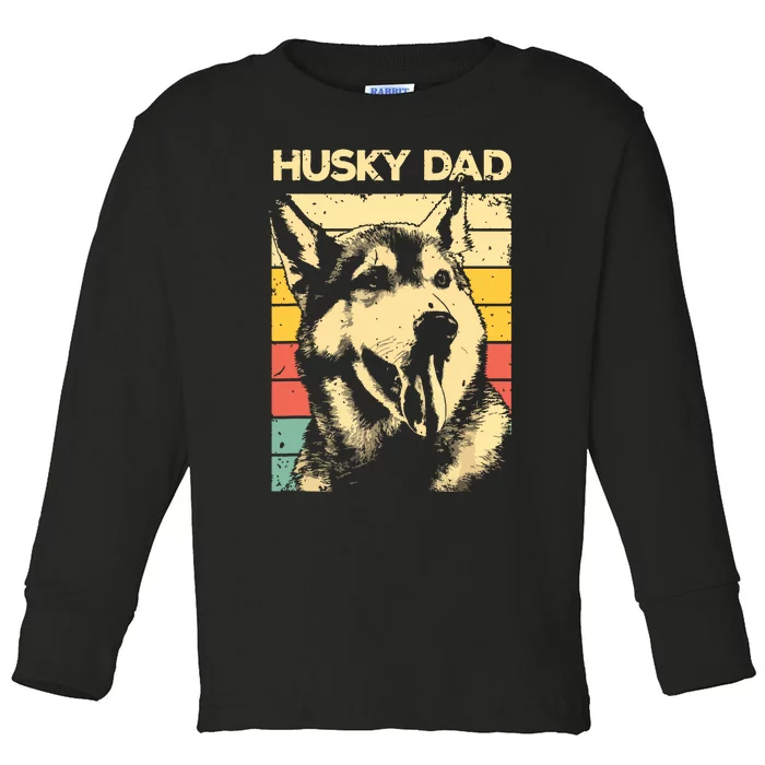 Best Husky Design For Dad Men Siberian Husky Pet Dog Lovers Toddler Long Sleeve Shirt