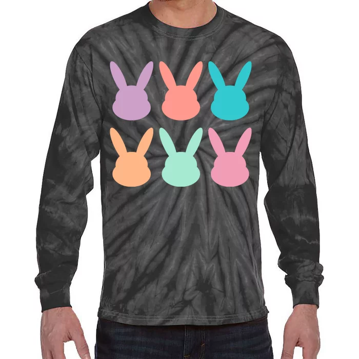 Bunny Head Easter Holiday Tie-Dye Long Sleeve Shirt