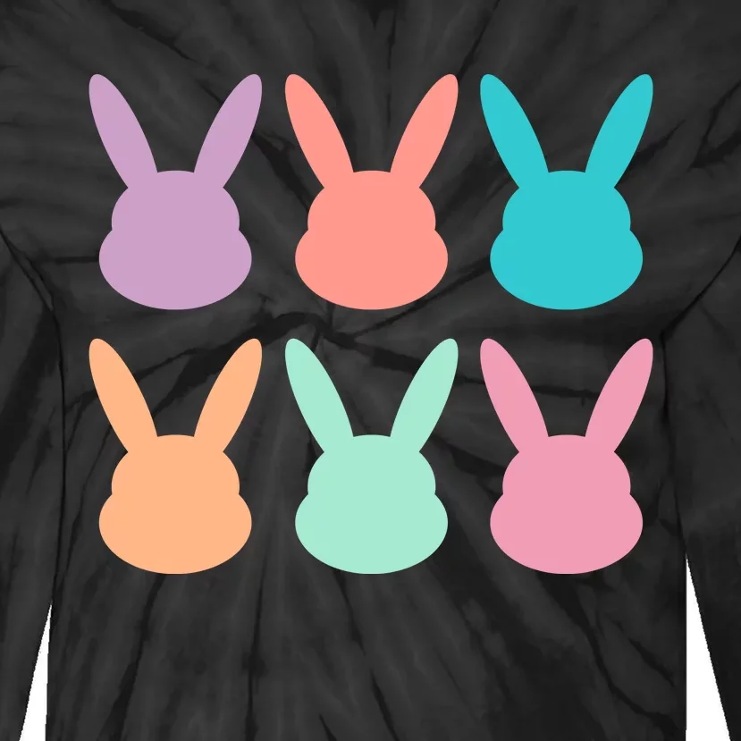 Bunny Head Easter Holiday Tie-Dye Long Sleeve Shirt