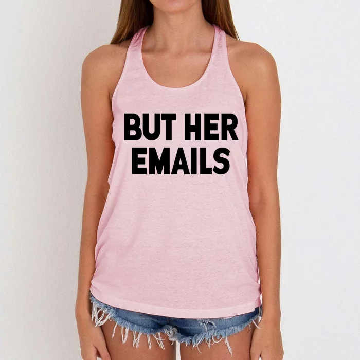 But Her Emails Women's Knotted Racerback Tank