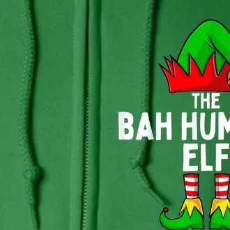 Bah Humbug Elf Matching Family Christmas Full Zip Hoodie