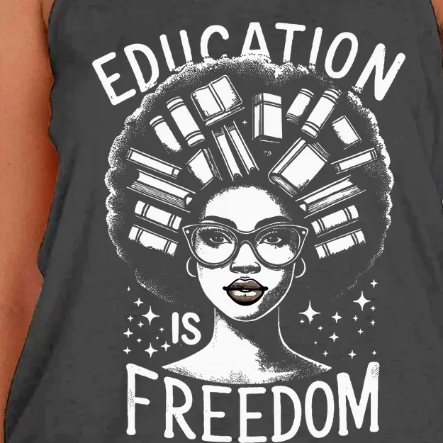 Black History Education Is Freedom Books Women's Knotted Racerback Tank