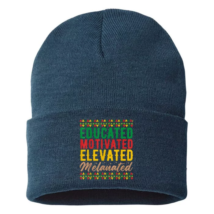 Black History Educated Motivated Elevated Melanated Sustainable Knit Beanie