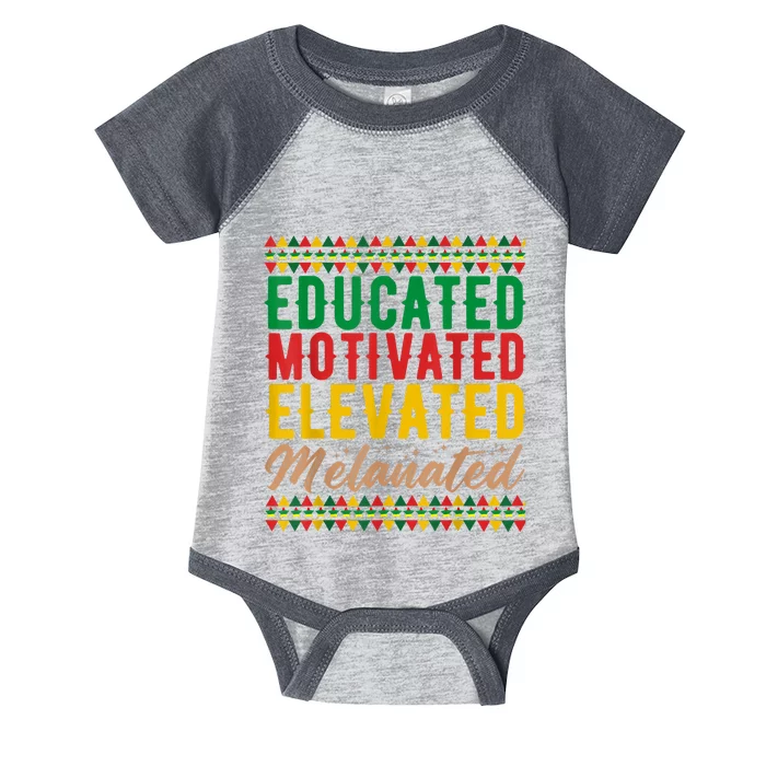 Black History Educated Motivated Elevated Melanated Infant Baby Jersey Bodysuit