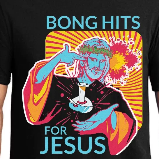 Bong Hits For Jesus Funny THC Stoner Gift Pajama Set