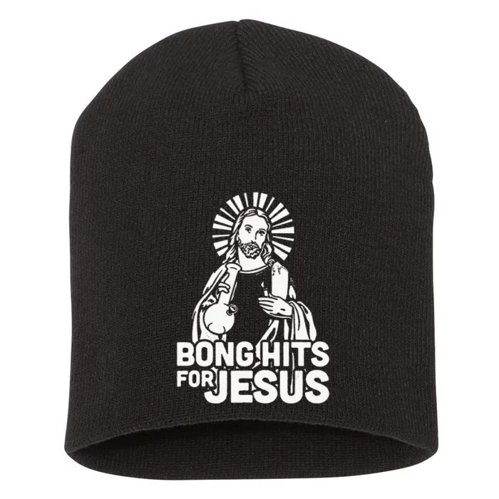 Bong Hits For Jesus christian THC Marijuana Stoner Short Acrylic Beanie