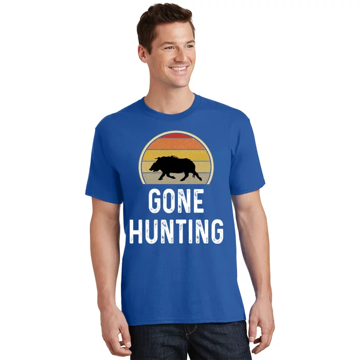 Boar Hunter Funny Gift Funny Hog Gone Hunting Great Gift Retro Vintage Funny Gif T-Shirt