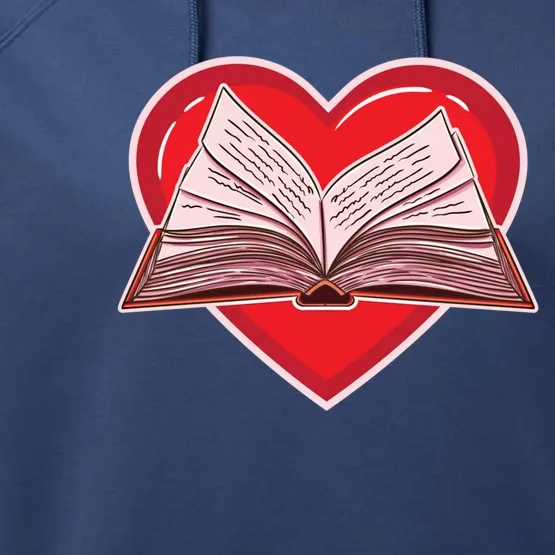 Book Heart For Librarian Valentines Day Gift Performance Fleece Hoodie