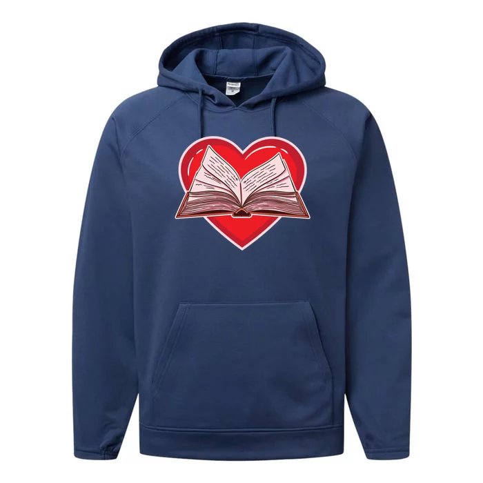 Book Heart For Librarian Valentines Day Gift Performance Fleece Hoodie