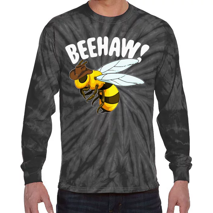 Bee Haw Funny Cowboy Wild West Honey Beekeeping Tie-Dye Long Sleeve Shirt