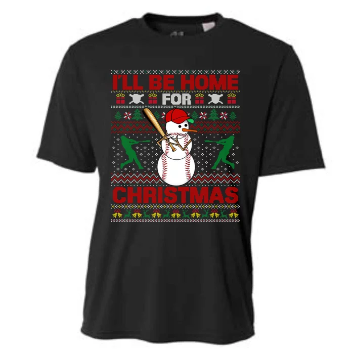 Be Home For Baseball Ugly Christmas Sweater Snow Cute Gift Cooling Performance Crew T-Shirt