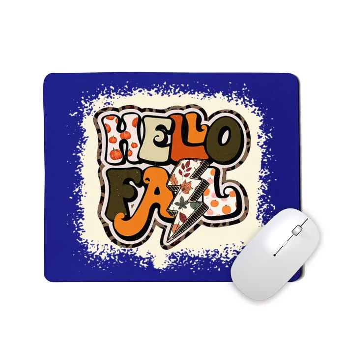 Bleached Hello Fall Autumn Vibes Retro Groovy Mousepad