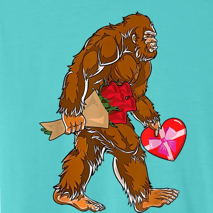 Bigfoot Heart Funny Valentines Day Love Sasquatch Gifts ChromaSoft Performance T-Shirt