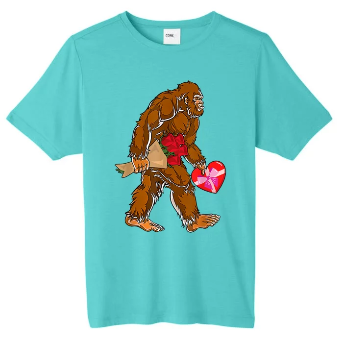 Bigfoot Heart Funny Valentines Day Love Sasquatch Gifts ChromaSoft Performance T-Shirt