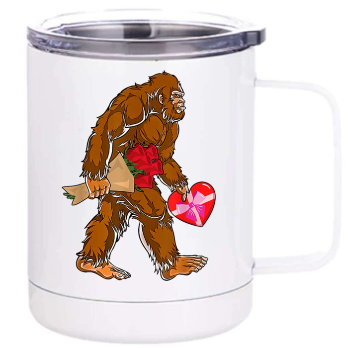 Bigfoot Heart Funny Valentines Day Love Sasquatch Gifts Front & Back 12oz Stainless Steel Tumbler Cup